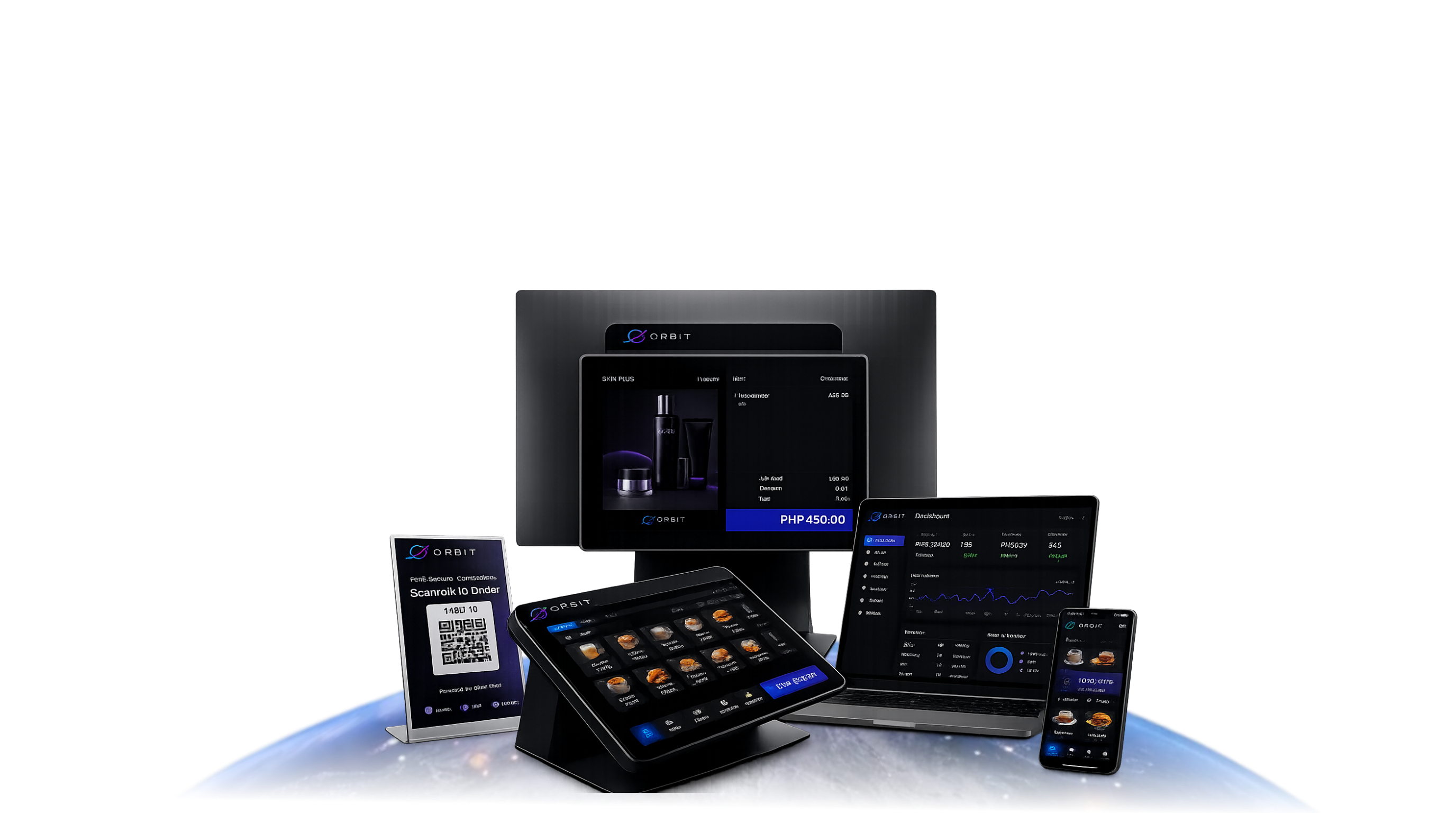 OrbiTech POS hardware on a globe platform